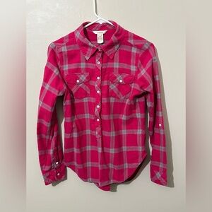 Sundance Pink Plaid Cotton Flannel Top Size Small Button‎ Shirt Cowgirl Western
